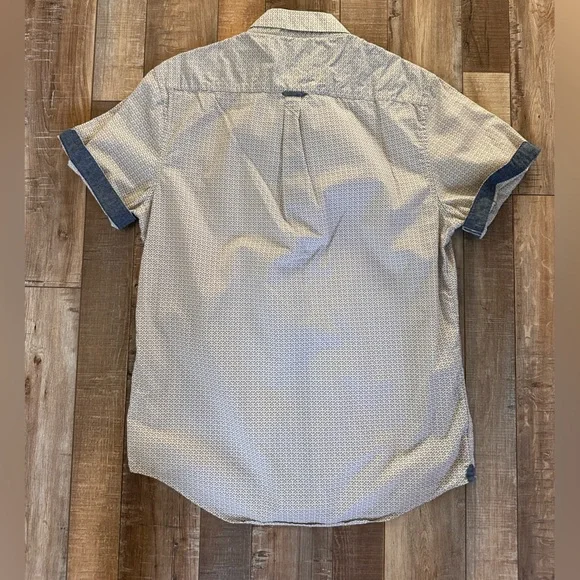 7 Diamonds Men's Vintage Button Down Shirt - White with Multicolor‎ Design - Picture 2 of 5